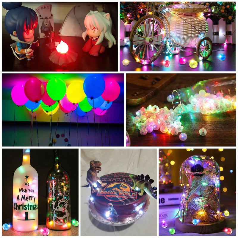 ZGWJ 100PCs Mini Led Lights Comes with a Lanyard, Balloons Light for Party Decorations,Paper Lantern,Easter Eggs,Birthday Party,Halloween Christmas Decoration(Glow steadily Warm White) 100P With Rope Glow steadily Warm White