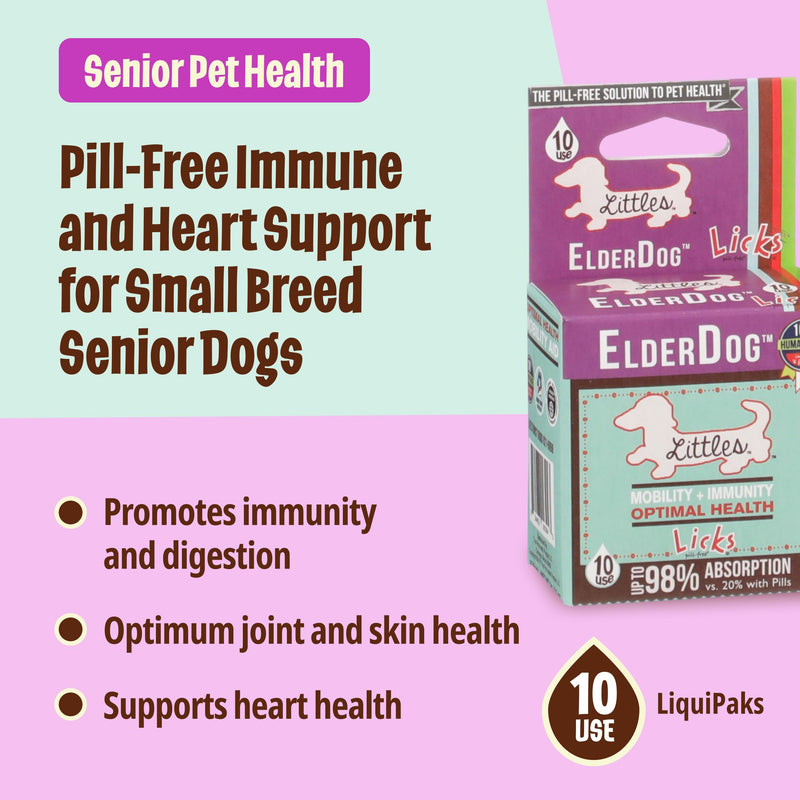 Licks Elder Dog - Mobility, Digestion & Immune Support for Senior Dogs - Omega-3 Fish Oil, CoQ10, Green Lipped Mussel & L-Carnitine - Pill-Free Gel Packets - 10 Packets
