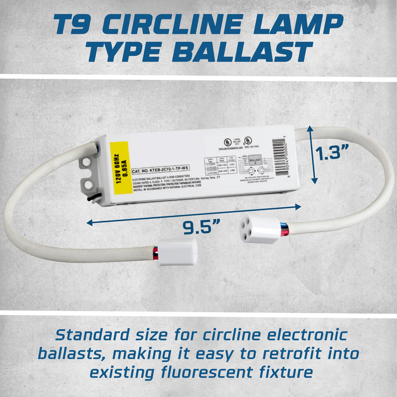 OHLECTRIC Replacement for Keystone KTEB-2C72-1-TP-WS 2 Lamp Circline Electronic Fluorescent Ballast with Normal Light Output, 120V Input with Rapid Start Operation, 0.80 Ballast Factor, UL-Approved 1