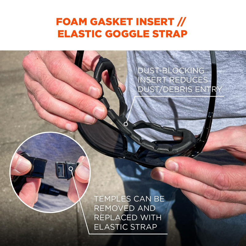 Ergodyne Skullerz Loki Convertible Polarized Safety Sunglasses, Copper Lens-Includes Gasket and Strap to Convert to Goggle,Polarized Copper Lens, Gray Frame Polarized Copper Lens, Gray Frame