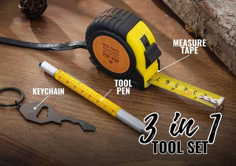 INNObeta Pop Pop Gifts Tool Set, 16-Foot Easy Read Retractable Tape Measure with Fractions for Birthday, Christmas