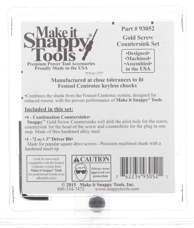 Make it Snappy Tools 4-Piece Countersinking Drill Set Compatible with Festool Centrotec Chucks