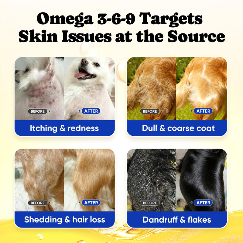 Dog Skin, Coat & Joint Support Bundle – Collagen Liquid Drops with Omega-3 Fish Oil Chews for Mobility & Skin Health