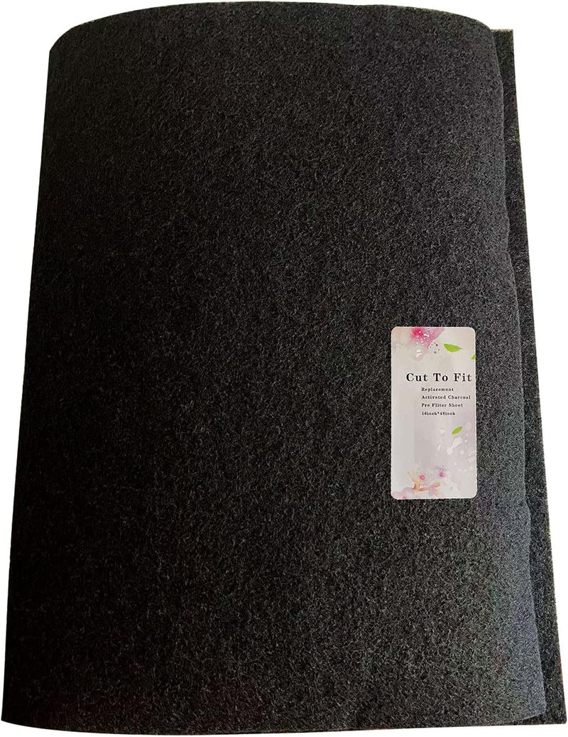 Cut-to-Fit Activated Carbon Filter Sheet Charcoal Air Vent Filters Pad Black Range Hood AC Replacement Fabric Filter 1 Pack 16" x 48" x 0.125" 16" x 48" x 0.1"