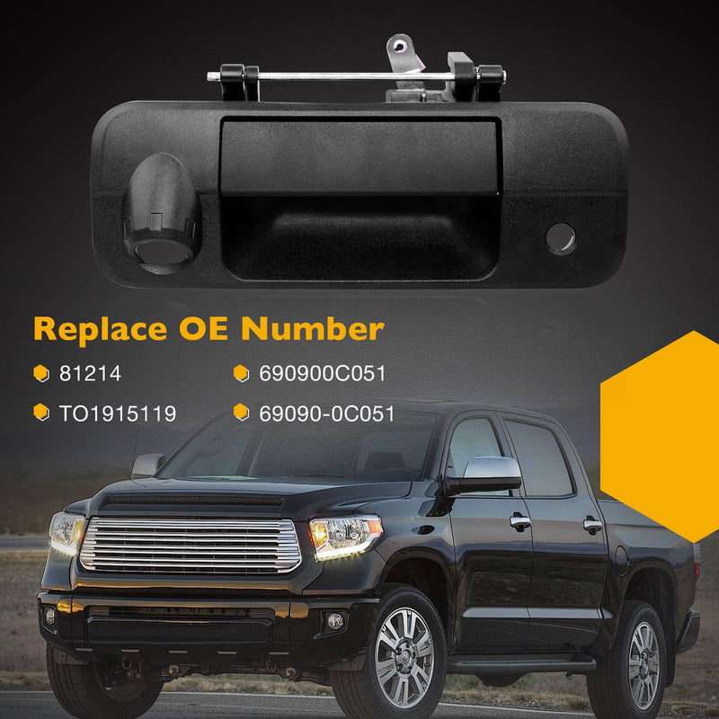 Gledewen 81214 Metal Upgraded Tailgate Handle Liftgate Latch Handle with Rear Camera Hole, Compatible with 2007-2013 Toyota Tundra, Replaces# 690900C051 Metal Tailgate
