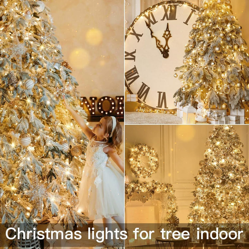 suddus Led String Lights Outdoor Indoor, 33FT 100 Led Fairy Lights Plug in, Christmas Twinkle Lights for Bedroom, Home, Door, Room, Classroom, Dorm, Yard, Party Decorations Warm White 100LED
