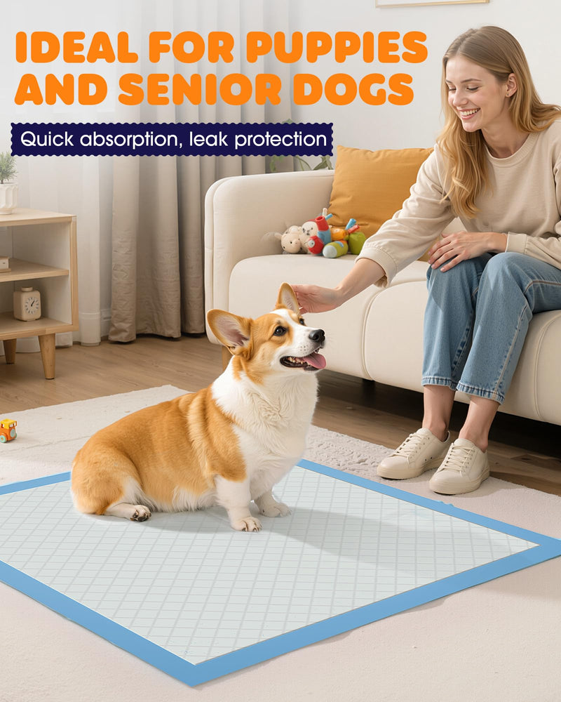 Puppy Pads - Super Absorbent & Spill-Proof Pee Pads for Dogs with 6-Layer Material, Quick-Dry & Hassle-Free Potty Pads for Floors, Furniture, Vehicle, 22" × 22", 100 Packs 22" × 22" - 100 Packs