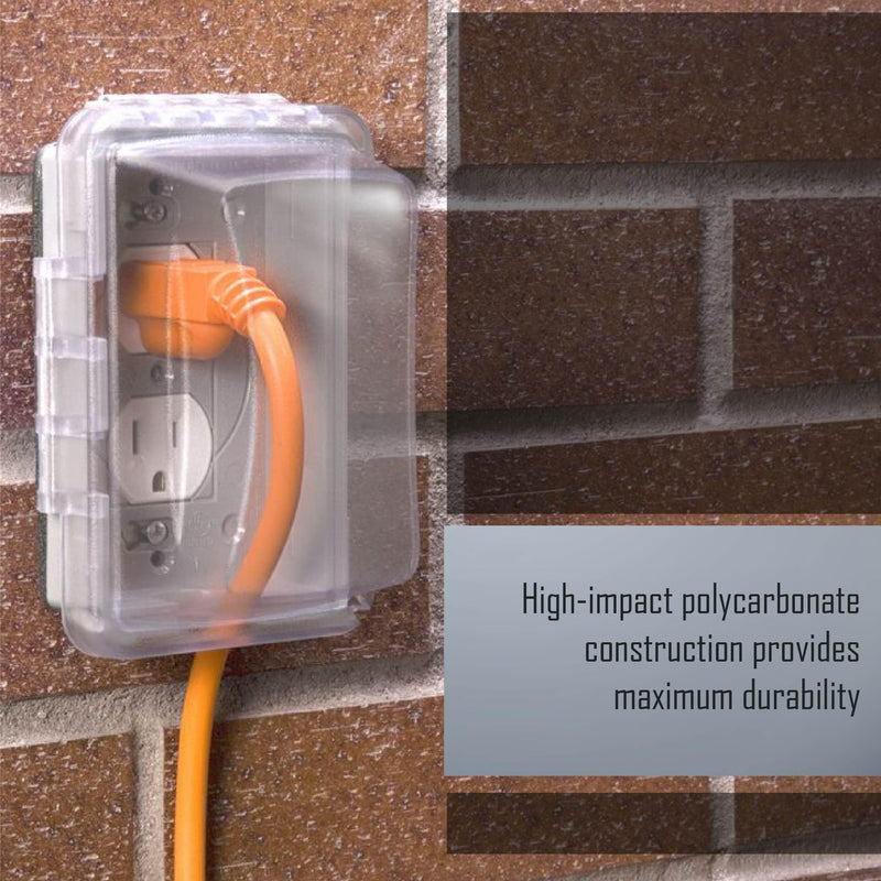 TayMac MM410C Single Horizontal/Vertical Mount 1-Gang Weatherproof In-Use Electrical Outlet Cover for Home Improvement, 2.75 in, Clear Standard