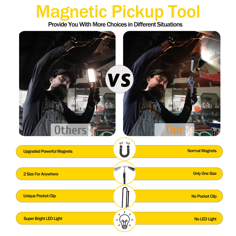 Magnetic Pickup Tool with LED Lights, Telescoping Magnet Flashlight, Cool Gadget Birthday Gifts Christmas Day Gifts for Men, Handyman, Husband, Boyfriend, Him, Father, Dad (1 PACK) 1 PACK