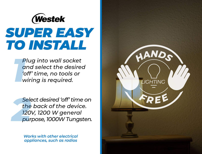 Westek MLC12BC-4 Indoor Plug-in Corded Motion Activated Light Control, Single, White 1