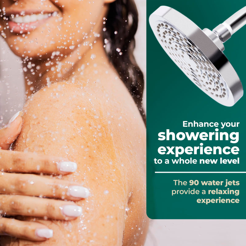 Winthorpe Conservation Rain Shower Head, Brushed Nickel, Round, Low Flow, High Pressure, 1.8 GPM Water Saving, 360 Degree, Eco and Energy Efficient Rainfall Showerhead