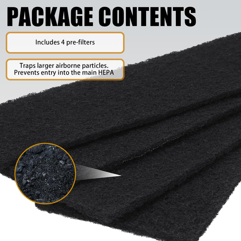 4 Pack 4-5/8 * 20-1/8 in Pre-Filter for Honeywell HEPA Tower Air Purifier