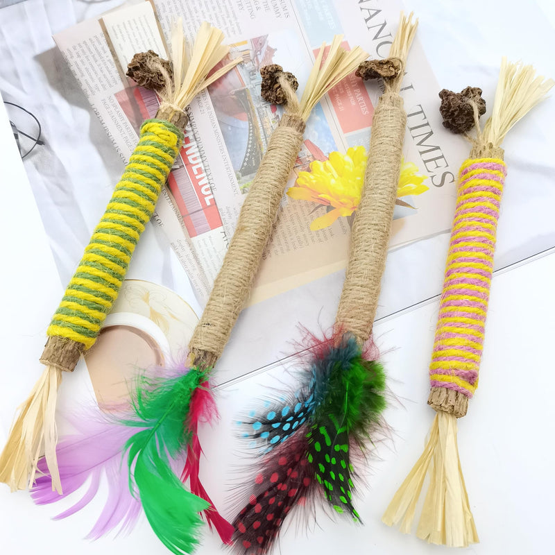 Quacc 4 PCS Silvervine Chew Sticks Natural Silver Vine Sticks Cat Dental Treat Toy for Teeth Cleaning Calm Cat Anxiety Stress
