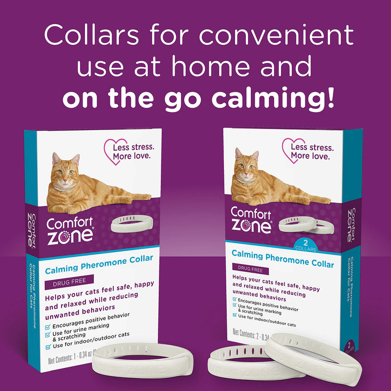 Comfort Zone 2 Pack Cat Calming Pheromone Collar for Cats | De-Stress Your Cat | Helps Cats Feel Safe, Happy, and Calm While Reducing Unwanted Behaviors - PawsPlanet Australia