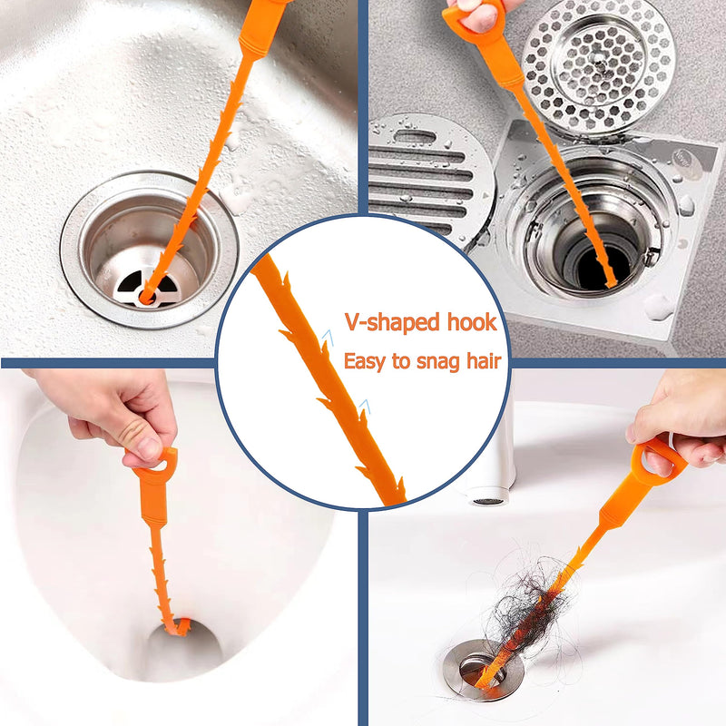 8 Pack 25inch Drain Snake Clog Remover, Drain Hair Remover, Sink Snake Drain Auger Cleaner Tool For Bath Tub, Toilet, Kitchen Sink, Sewer