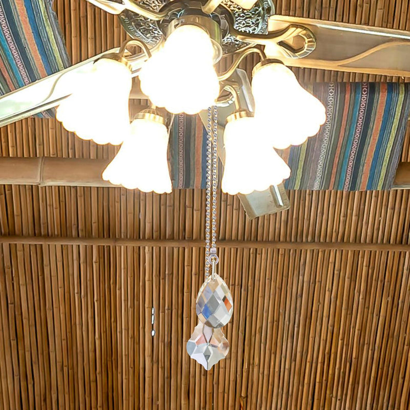 2PCS Crystal Ceiling Fan Pull Chain, Decorative Fan Pull Chain Pendant Extension, 20-inch Lighting & Fan Beaded Ball Chain Extender with Connector (Clear) Transparent-2