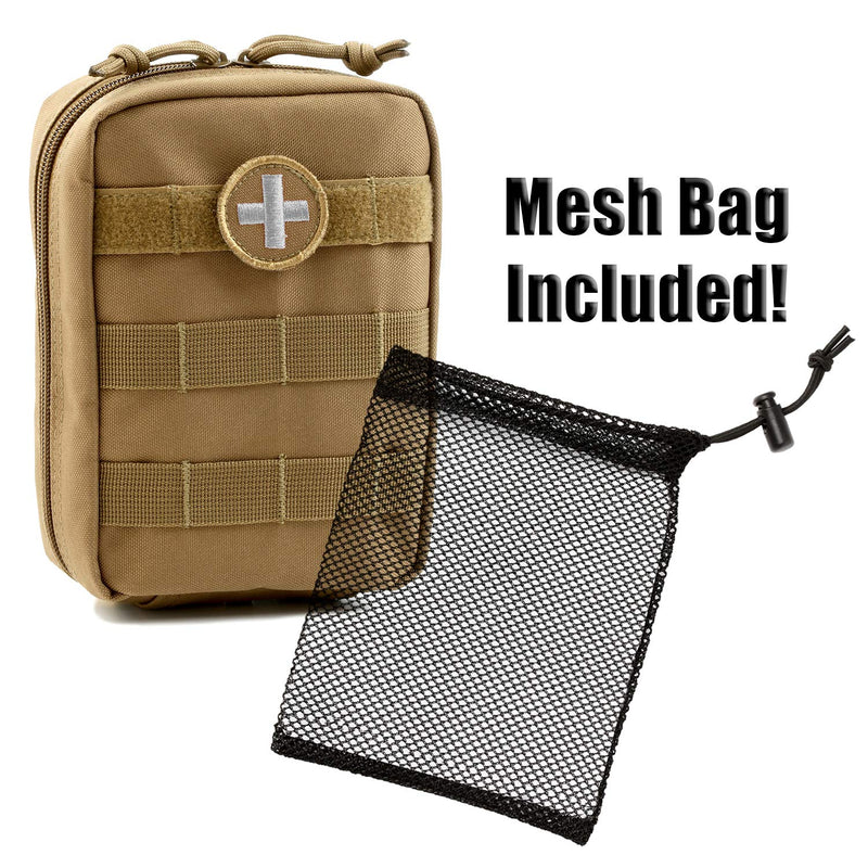 First Aid Molle Pouch - Heavy Duty IFAK Pouch - Empty Medical Pouch Ideal for Military Use EMTs Law Enforcement Camping and Hiking - Med Pouch for Optimal Organization Coyote