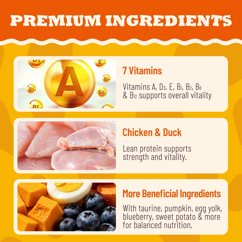 13.05 oz Cat Vitamins Treats with Taurine & Omega-3, 7-in-1 Multivitamin and Supplements - for Heart, Vision & Immune Support, Skin & Coat Health, Digestion, Safe for Kitten & Puppy