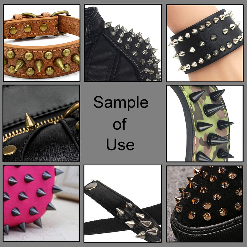YORANYO 270 Sets Mixed Shape Spikes and Studs Silver Color Screw Back Bullet Cone Studs and Spikes Rivet Kit with Install Tools for Leather Craft Clothing Shoes Belts Bags Dog Collars DIY Rivets