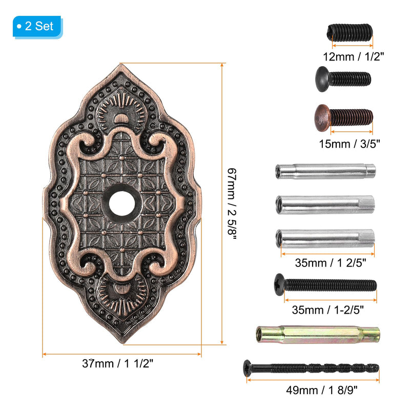PATIKIL Door Hole Cover Plate, 2-5/8 Inch Zinc Alloy Deadbolt Cover Plate Door Reinforcement Plate for Door Hole Filling (Red Patina, 2 Set) Red Patina