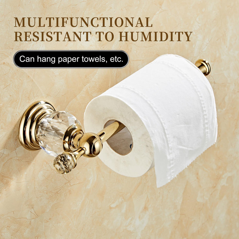 Golden Toilet Roll Paper Holder,Gold Crystal Bathroom Tissue Holder Toilet Paper Holder Bright Gold