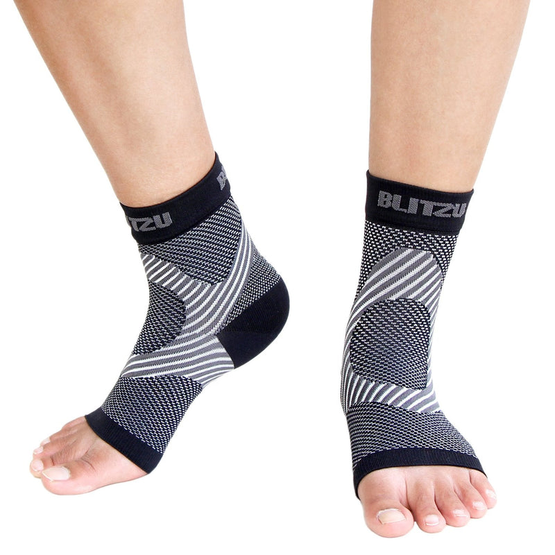 Foot & Ankle Brace Socks - Plantar Fasciitis Relief Neuropathy Socks, Arch Support for Women & Men, Ankle Compression Sleeve for Heel Spurs, Tendonitis, Ankle Wrap for Sprained Ankle Black S-M Small/Medium (1 Pair)