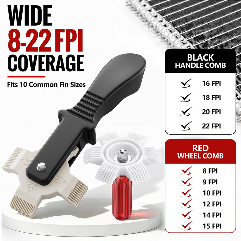 Feekoon 2PCS AC Fin Comb Kit, Fin Straightener Tool with 8-22 FPI Coverage