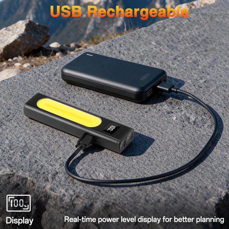 Rechargeable Flashlights High Lumens 1800, Flat EDC Flashlight Rechargeable, Magnetic Pocket Flashlight Super Bright, Powerful LED Flashlight for Home, Tactical Flash Lights as Christmas Gifts for Men 2Pack