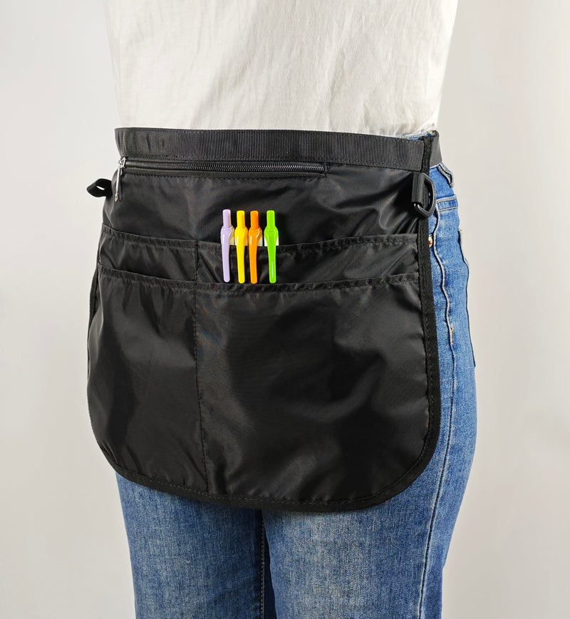 Waterproof Server Apron for Women with 5 Pockets,Quickly Put on and Take off Waitress Aprons,Work Apron for Bartender Barista Black