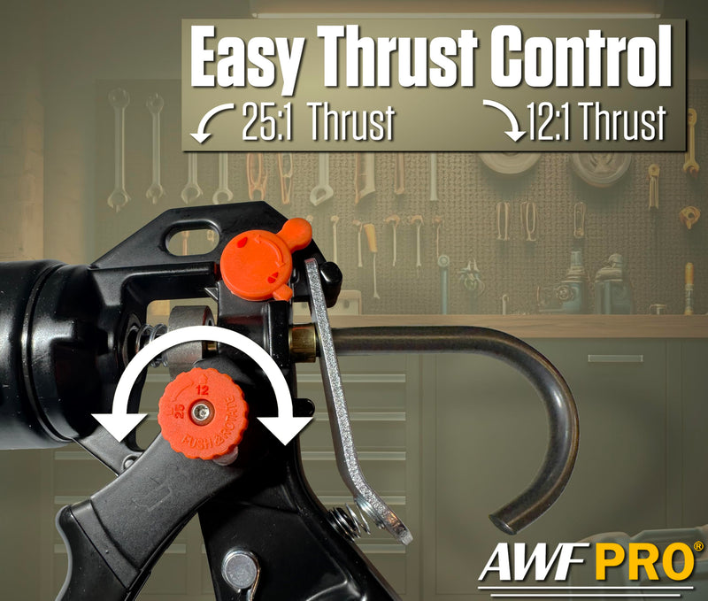 AWF PRO 10 oz Dual Thrust Caulk Gun, 25:1 or 12:1 Thrust Ratio Stamped Steel Pack of 1