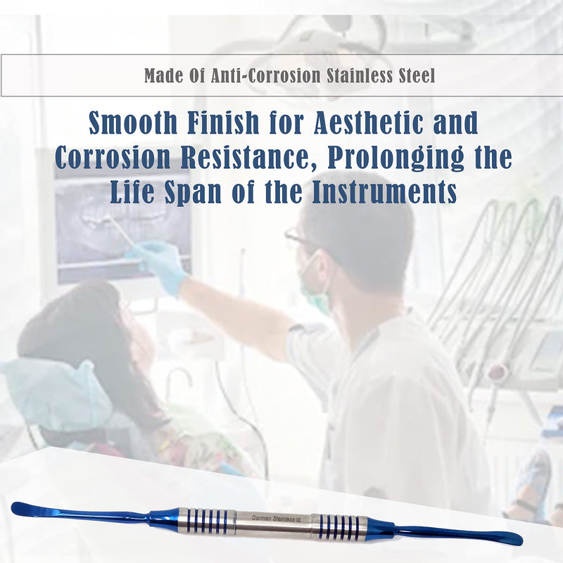 Periosteal Dental Elevator FREER Oral Implant Double Ended Instrument Sharp/Blunt Ends, O.R Grade Stainless Steel Hollow Handle Blue Titanium Coated Surgical Dental Ophthalmic Instruments