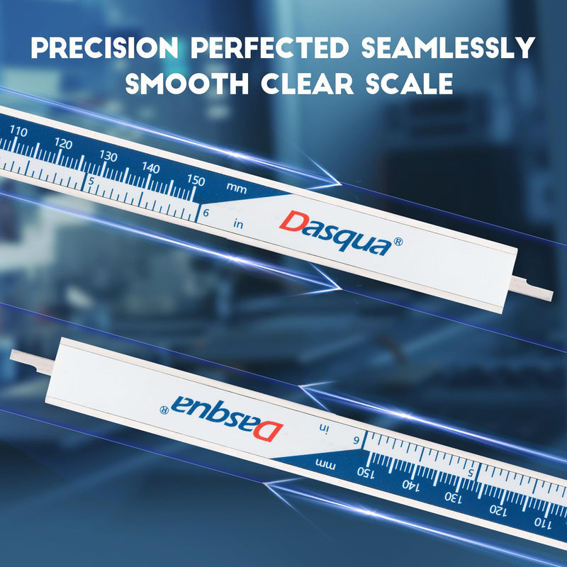 Dasqua Digital Caliper 6", IP54 Stainless Steel Water Resistant Caliper with Large LCD Display and Storage Case, Easy Switch Between Inch/Metric/Fraction, Accuracy 0.001'', Precision Measuring Tool 6“IP54