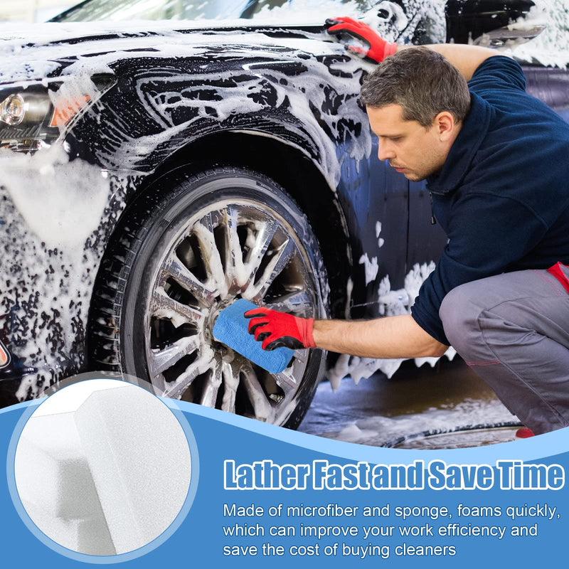 Riakrum 32 Pcs Microfiber Applicator Pads Soft Microfiber Foam Buffing Car Detailing Pads for Wax Ceramic Coating Polish Reusable Car Wash Sponge Tire Shine Applicator(Blue) Blue
