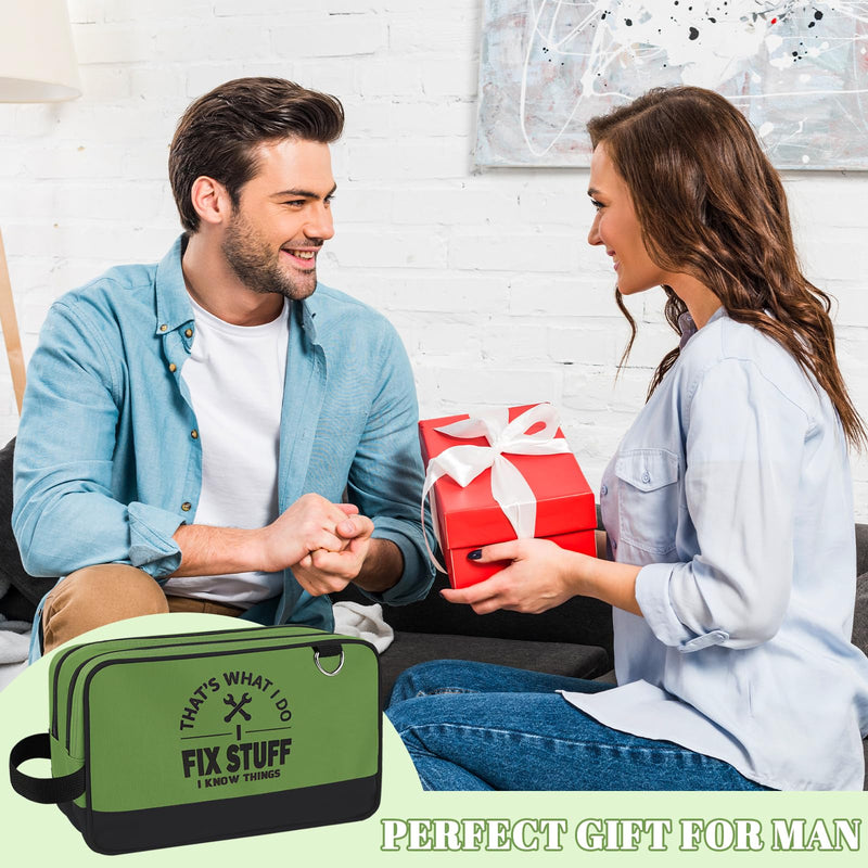 Small Tool Pouch, Zipper Tool Pouch 2 Compartments, Utility ToolBag with Carrying Handle, Heavy-Duty Tool Bag Organizer, Screwdriver Storage Tool Box, Electrician Mechanic Men Dad Gifts (Green) Green
