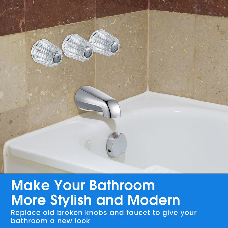 Enhon Shower Faucet Handle Replacement Set, Compatible with Price/Pfister Tub and Shower Faucets, Tub Spout Without Diverter and 3 Pieces Hot Cold and Diverter Knob Replacement(Classic Style) Classic