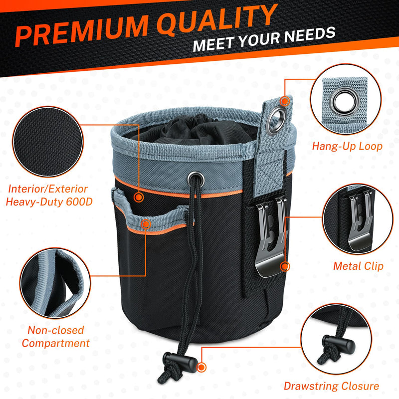 MELOTOUGH Tool Pouch Multi-Pack | Screw, Nail & Bolt Bag Set in 2 Sizes | Clip-On for Tool Belt & Vest | 1, 2 & Combo Pack, 600D Nylon 2Pack