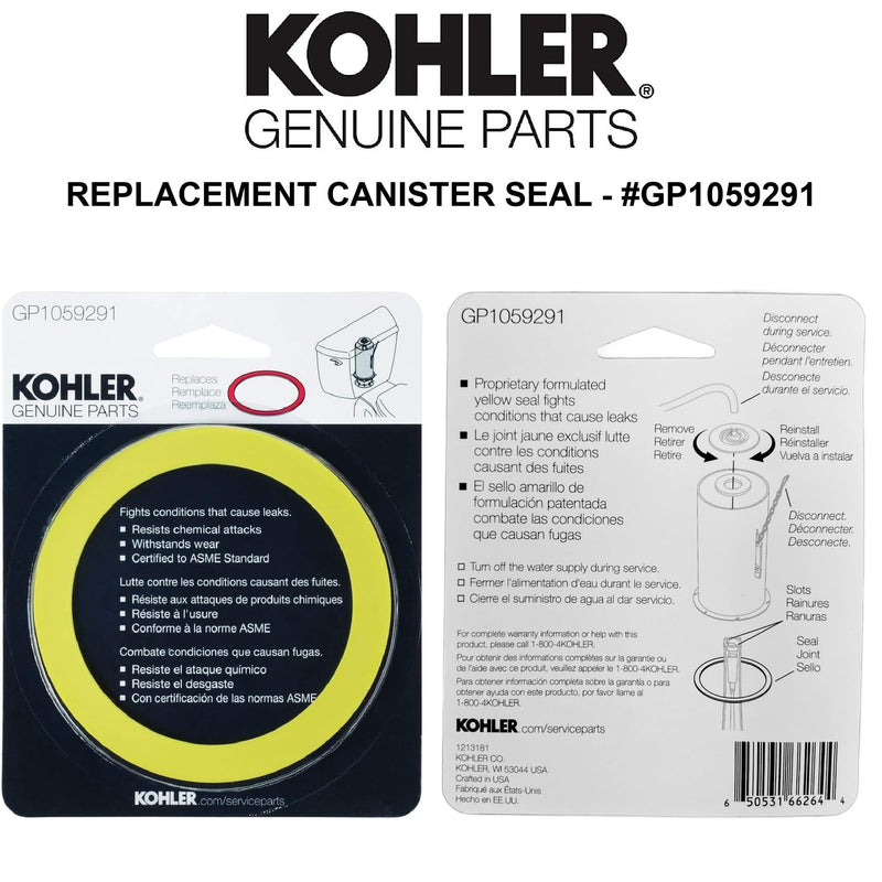 Kohler Genuine Part GP1059291 Toilet Tank Canister Valve Seal, Yellow - 6-pk