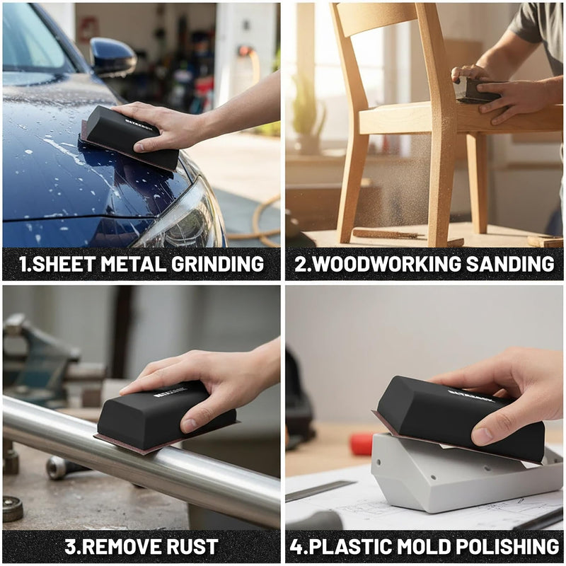 12-Pcs Sanding Blocks Auto Body, Flexible Foam, Sanding Blocks for Automotive Bodywork, Washable & Reusable, Interchangeable Sanding Block Set for Auto Body, Woodworking & Metal Finishing