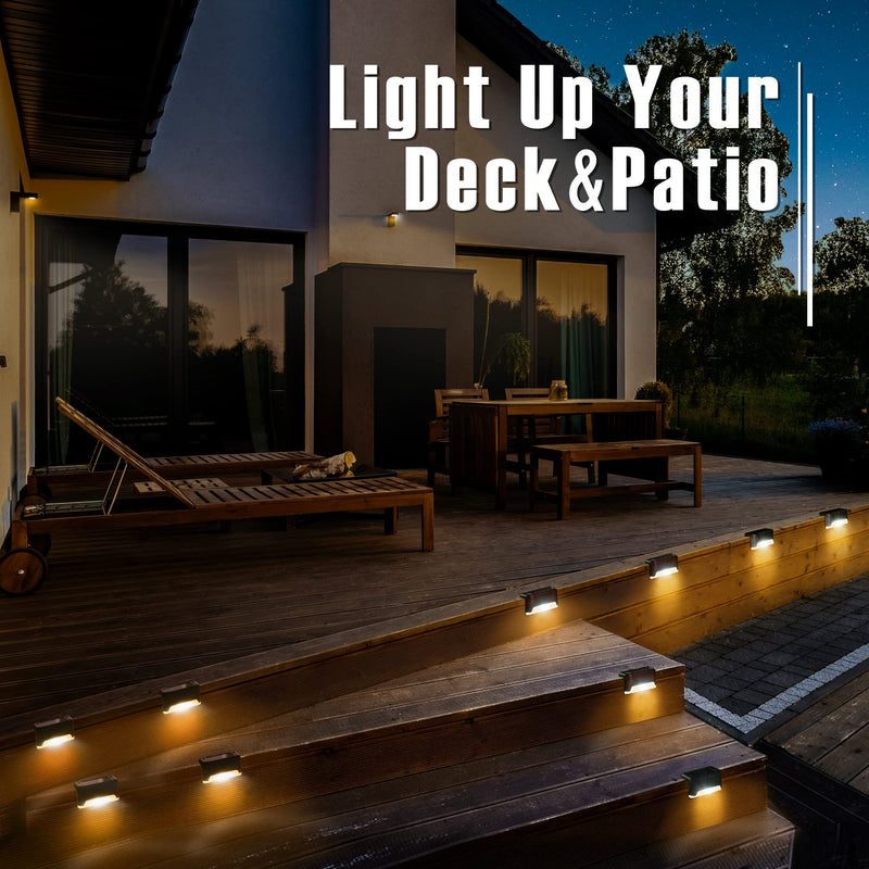 GIGALUMI Led Solar Deck Lights, 16 Pack Waterproof for Outdoor Stairs, Step, Fence, Railing, Yard and Patio (Warm White) Warm White