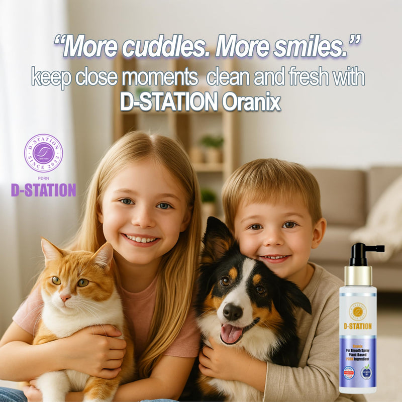 D-STATION Oranix Pet Breath Spray for Dogs & Cats – Helps Freshen Breath, Daily Oral Care Support, Gum Care, Dental Spray with PDRN & Plant Extracts, Made with Food-Grade Ingredients, 3.38 Fl oz.