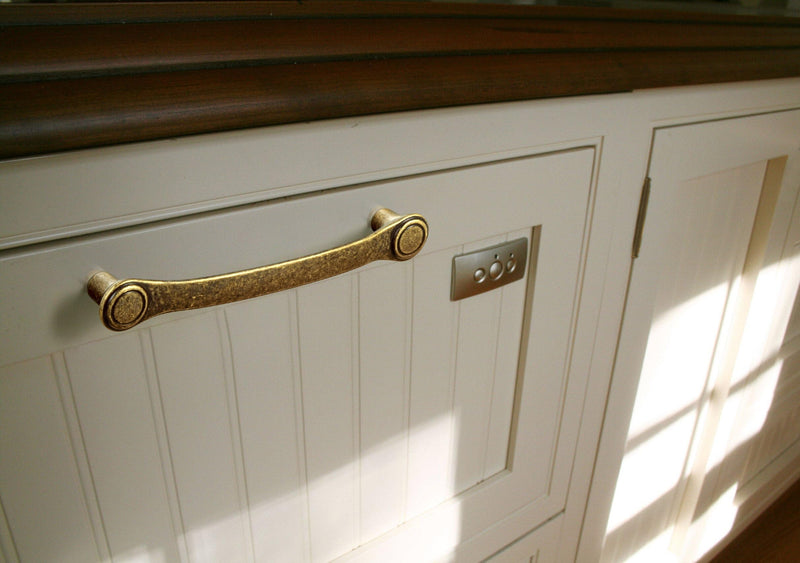 Goo-Ki 5''(128mm) Hole Centers Antique Brass Cabinet Pulls,Casual Luxury Solid Zinc Cabinet Handles for Drawer,Cupboard, Wardrobe,6 Pack 5'' Hole Centers