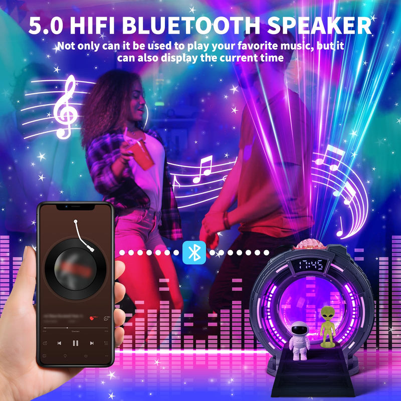 Galaxy Projector and Aurora Projector 2-in-1,Star Projector with 56 Light Effects,Remote Control White Noise Bluetooth Speaker Aurora Projector,Night Light for Living Room, Adults Home