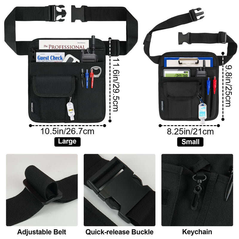Server Waist Pouch, Restaurant Waitress Accessories Bag with Adjustable Belt, Utility Money Bag Working Serving Apron for Waiter Waitress, Black Small