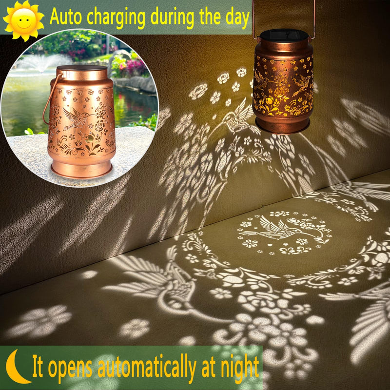 Hummingbird Solar Lanterns Outdoor Waterproof Garden Decor, Metal LED Garden Light,for Yard, Patio, Lawn, Tabletop, Pathway, Landscape,Walkway, Terrace, Balcony as Gifts for Mom Grandma Women… Style_Hummingbird