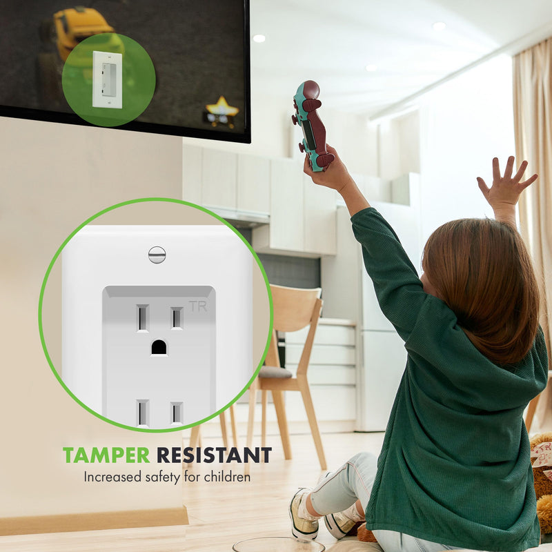 TOPGREENER Recessed Duplex Receptacle Outlet, Tamper-Resistant, Size 1-Gang 4.48" x 2.76", 15A 125V, TG15RD31-2PCS, White, 2 Pack Recessed Outlet 2 Pack