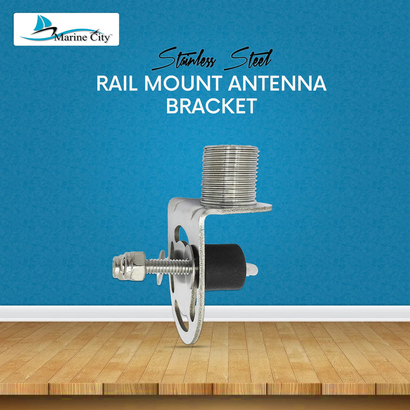 MARINE CITY Rail Mount Antenna Bracket, 304 Stainless Steel with Nylon Clamp, Corrosion Resistant, Fits 7/8” to 1-1/4” Tubes, for RVs, Boats, Yachts, Marines (Pack of 1)