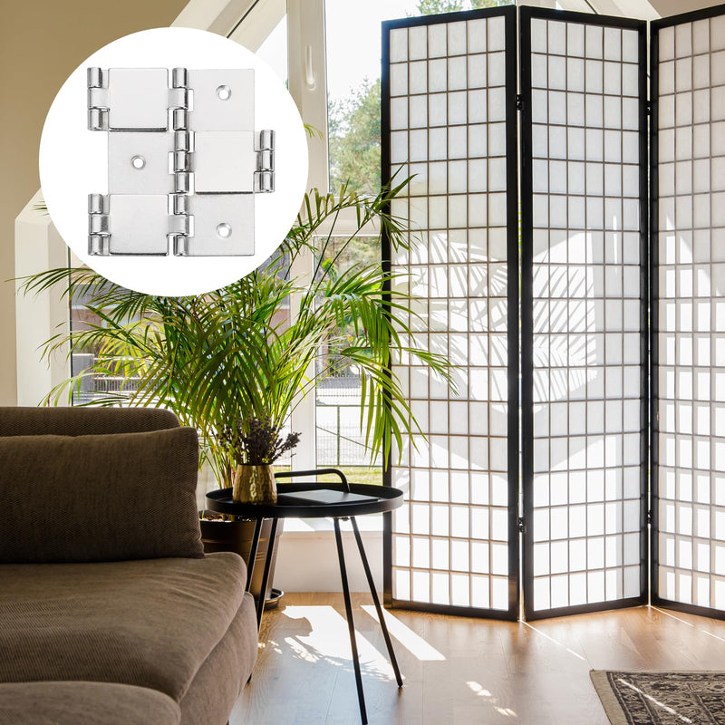 uxcell Double Acting Hinges Folding Screen, 6Pcs 2.99" Double Swing Hinges Retro Style 270 Degree Rotation Screen Door Hinges, Pure White 76x74x25mm Nickel silver