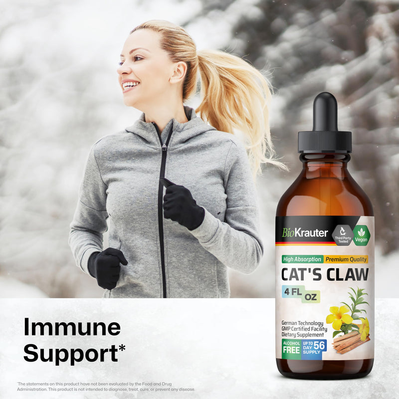 BIO KRAUTER Cats Claw Tincture - Liquid Cats Claw Herb for Immune Support - Alcohol & Sugar Free - Vegan Drops 4 Fl.Oz. 4 Fl Oz (Pack of 1) - PawsPlanet Australia