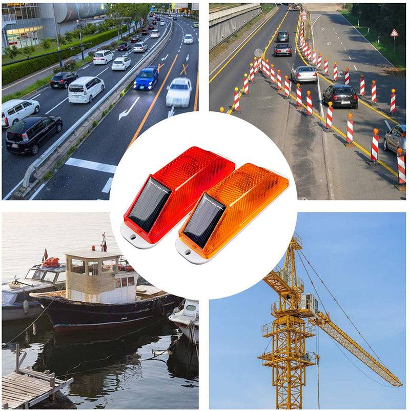 Solar Strobe Warning Light: Sensitive LED Warning Lamp High Bright Waterproof IP65 Light Control Flashing Beacon Barricade Construction Safety Traffic Light for Driveways Dock (Yellow) Yellow