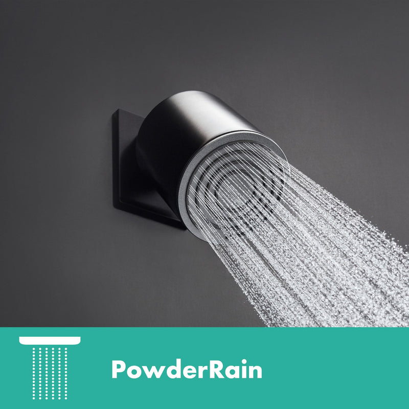 hansgrohe Pulsify S 4-inch Modern Showerhead 1-Spray PowderRain with QuickClean in Matte Black, 24131671, 2.5 GPM